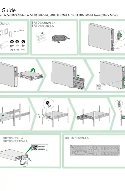 schneider施耐德快速安裝指南-Smart-UPS Online SRTD2K2R2-LA_ SRTD2K2R2N-LA_ SRTD3KR2-LA_ SRTD3KR2N-LA_ SRTD3KR2TW-LA Tower_ Rack Mount